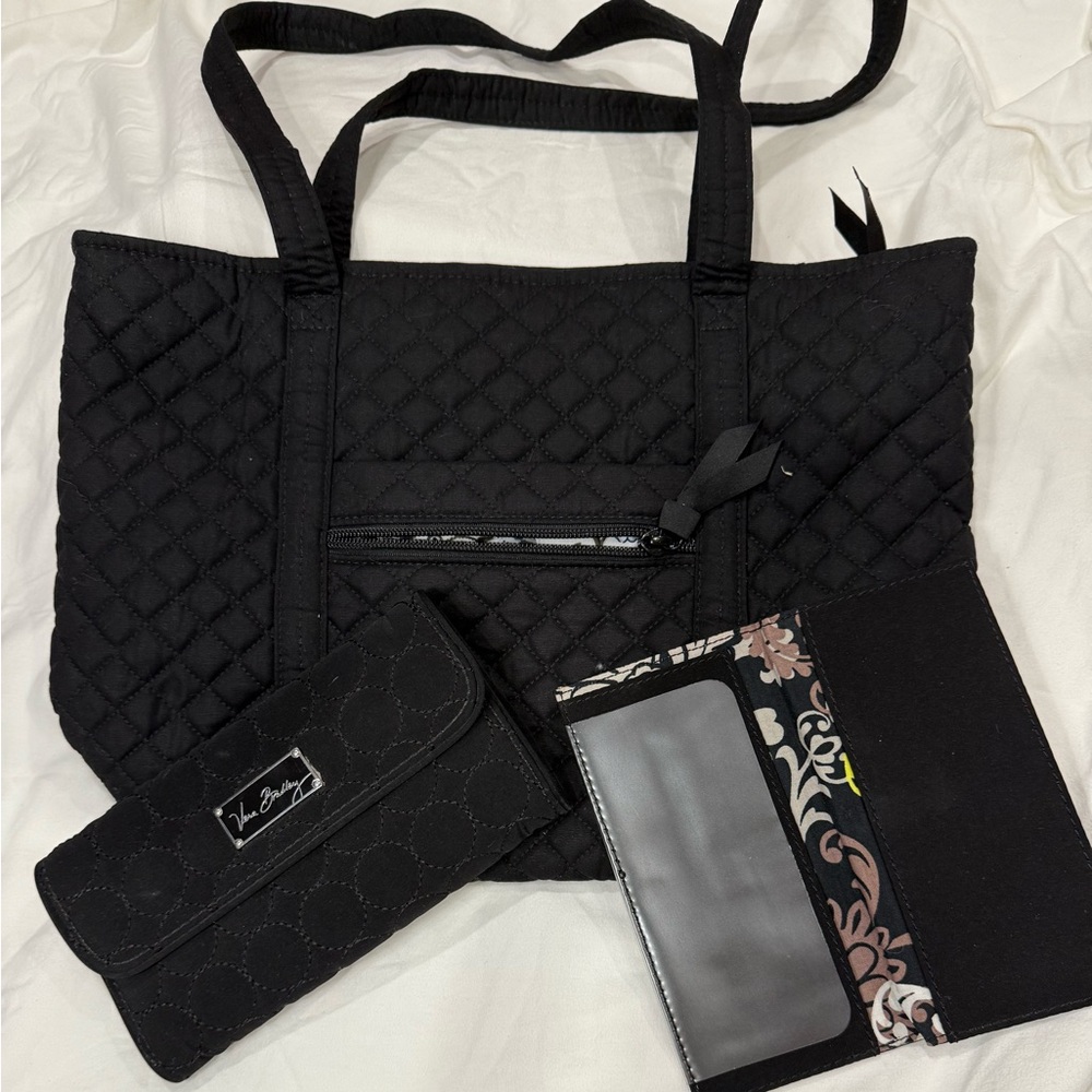 Vera Bradley quilted shoulder bag with matching wallet and check book wallet
